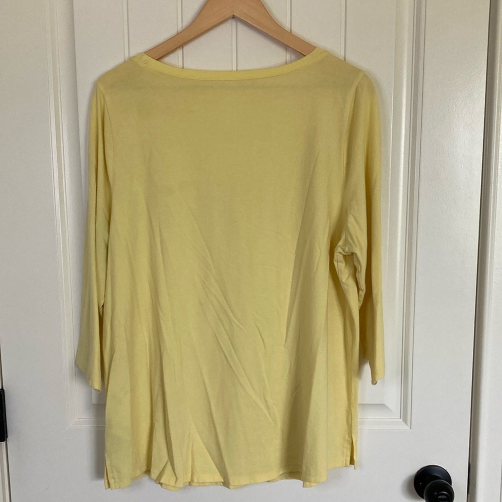 Kim Gravel Womens Butter‎ Yellow 3/4 Sleeve Tee Shirt Size XL Modal Blend Casual - Picture 8 of 9